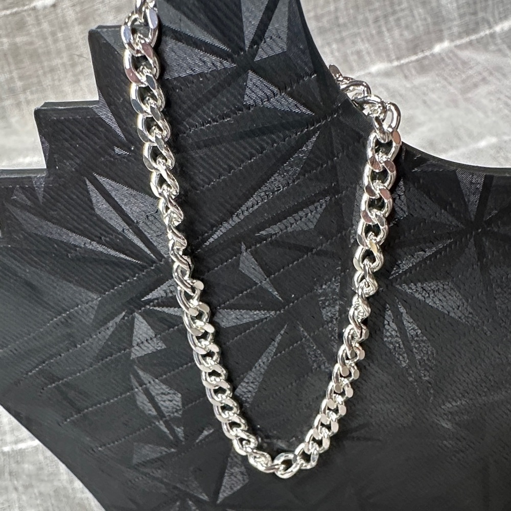 Linked Chain Bracelet Unisex Silver Tone 7" length + 2" extender NWOT Gifts